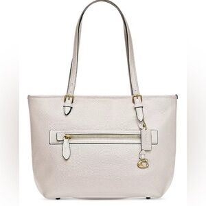 $325 NEW! COACH Luxe Pebbled Leather Medium Taylor Tote in Chalk